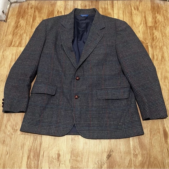 Vintage Pendleton Blazer Mens 44R Gray Tweed Suit Jacket Coat Made In USA - Picture 2 of 10
